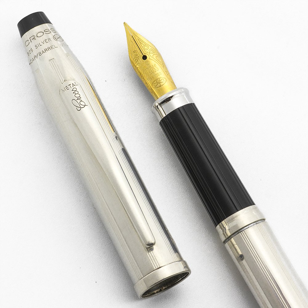 Parker Sterling Silver Cap & Barrel 18k Gold Nib Fountain